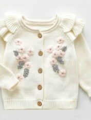 2020 Infants and Toddlers 3-6-9 Months Baby Set Flower Jacket Strap Romper Two-piece Set-04