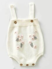 2020 Infants and Toddlers 3-6-9 Months Baby Set Flower Jacket Strap Romper Two-piece Set-07