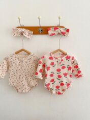 Baby Girl Floral Print Romper with Headband In Sets-01